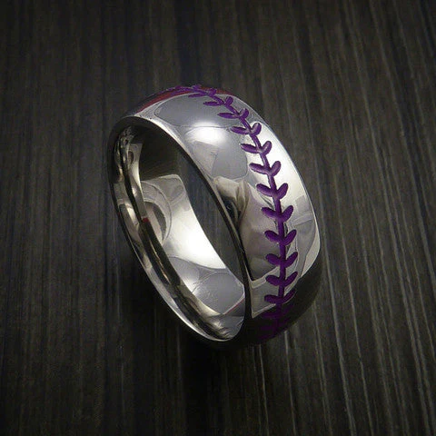 Cobalt Chrome Baseball Ring with Polish Finish - Image 3