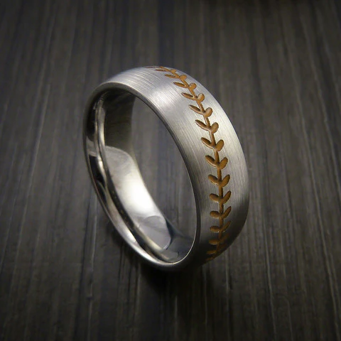 Cobalt Chrome Baseball Men's Ring with Satin Finish - Image 4