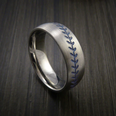 Cobalt Chrome Baseball Men's Ring with Satin Finish - Image 6