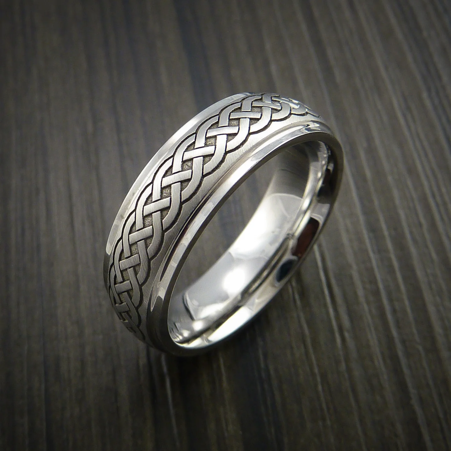 Cobalt Chrome Celtic Band Irish Knot Men's Ring Carved Pattern Design - Image 4