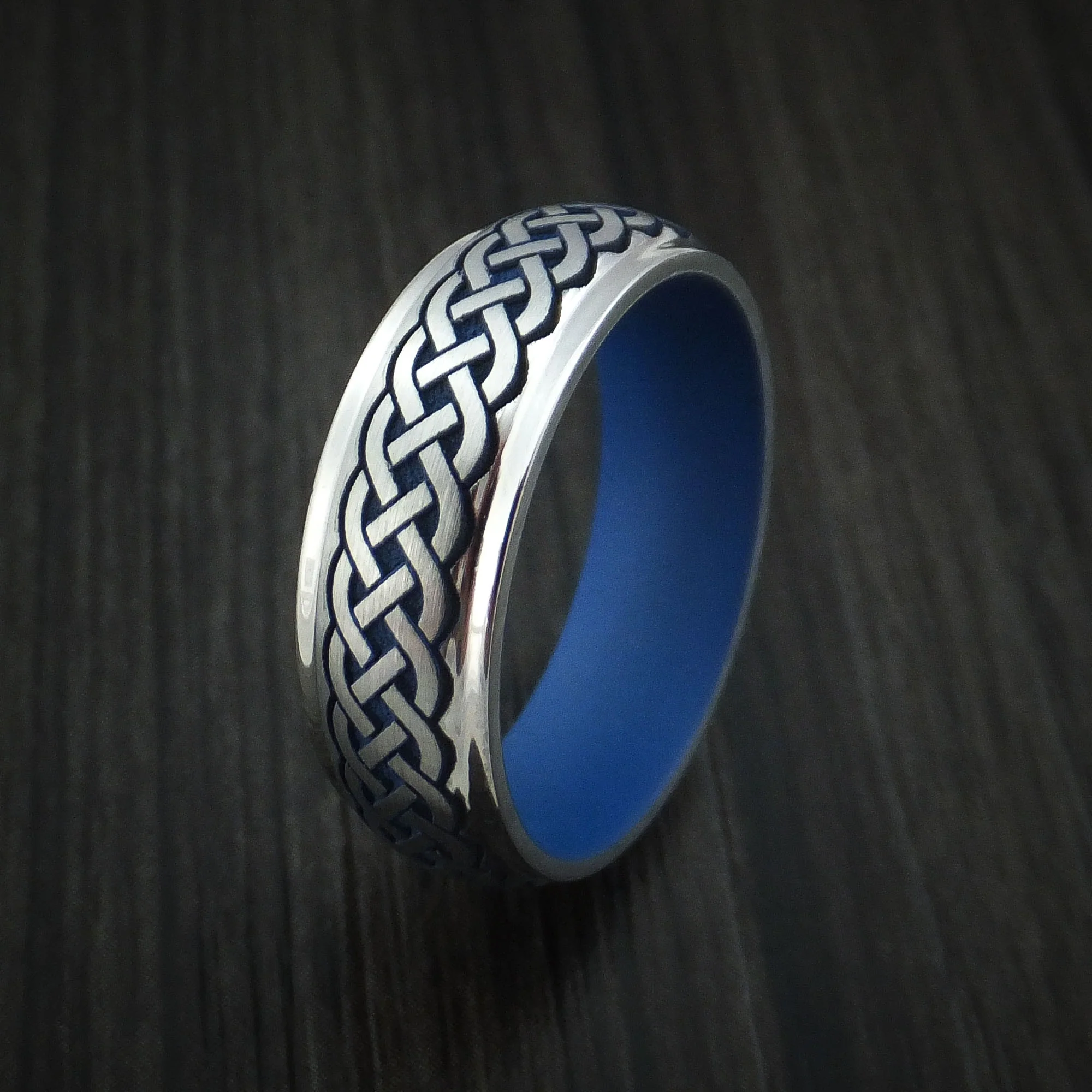 Cobalt Chrome Celtic Band Irish Knot Men's Ring Carved Pattern Design with Cerakote Custom Made - Image 4