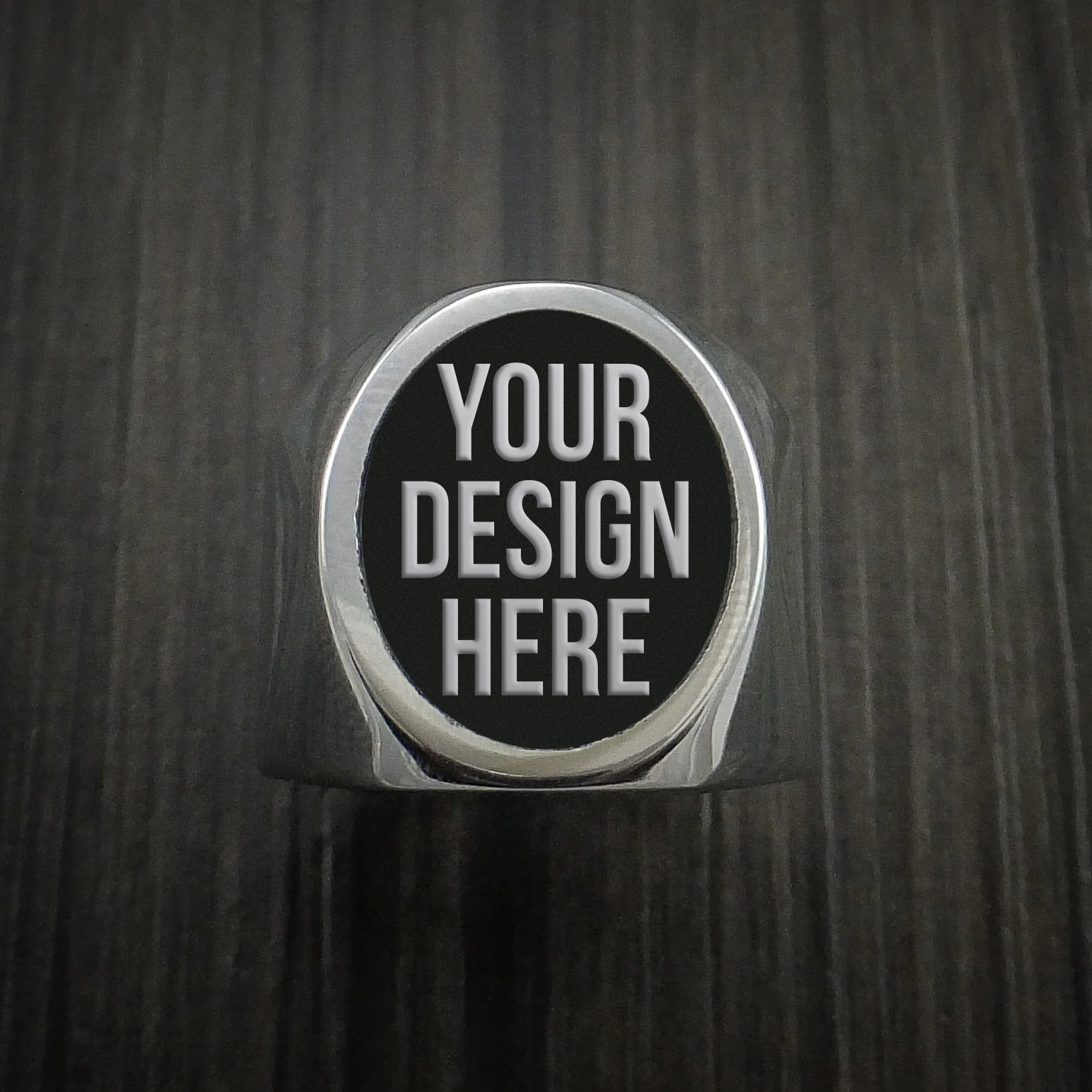Cobalt Chrome Custom Signet Men's Ring Use your Own Design - Image 3