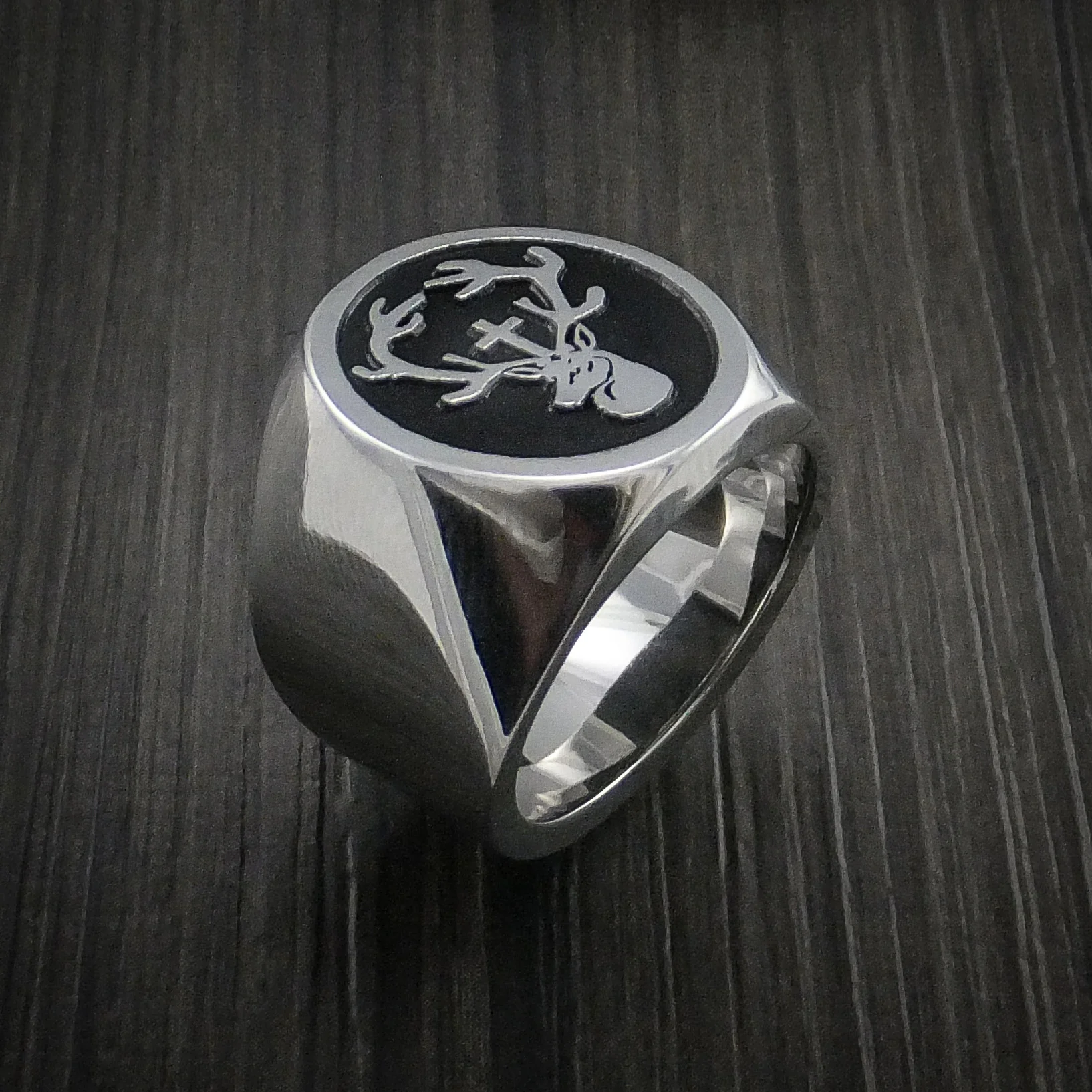 Cobalt Chrome Custom Signet Men's Ring Use your Own Design - Image 6