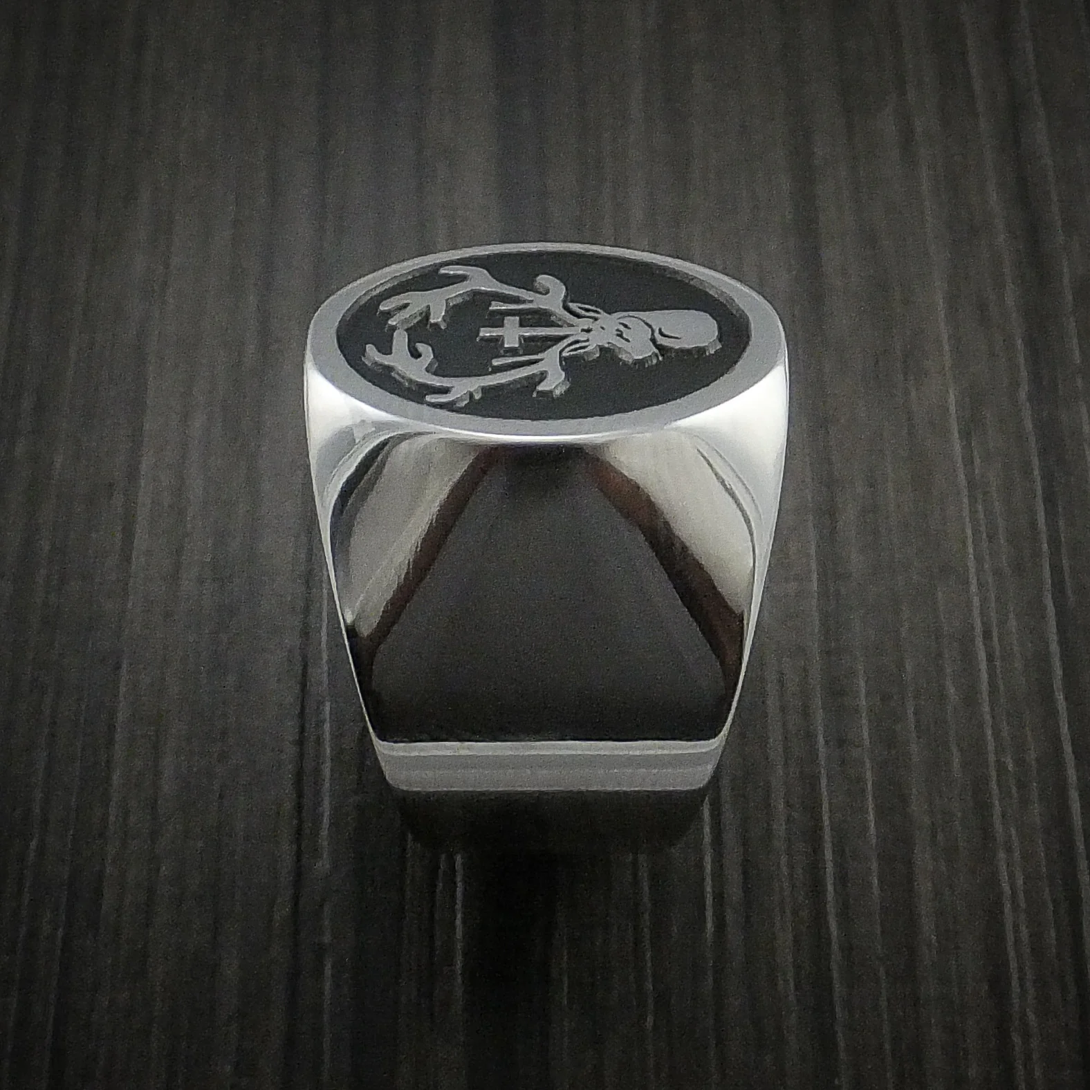 Cobalt Chrome Custom Signet Men's Ring Use your Own Design - Image 7