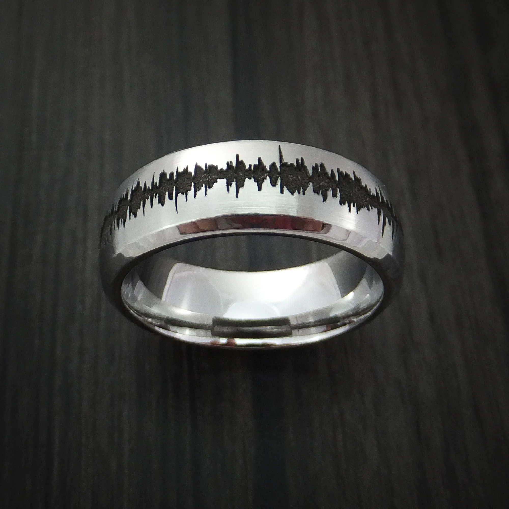 Cobalt Chrome Custom Sound Wave Men's Ring - Image 2