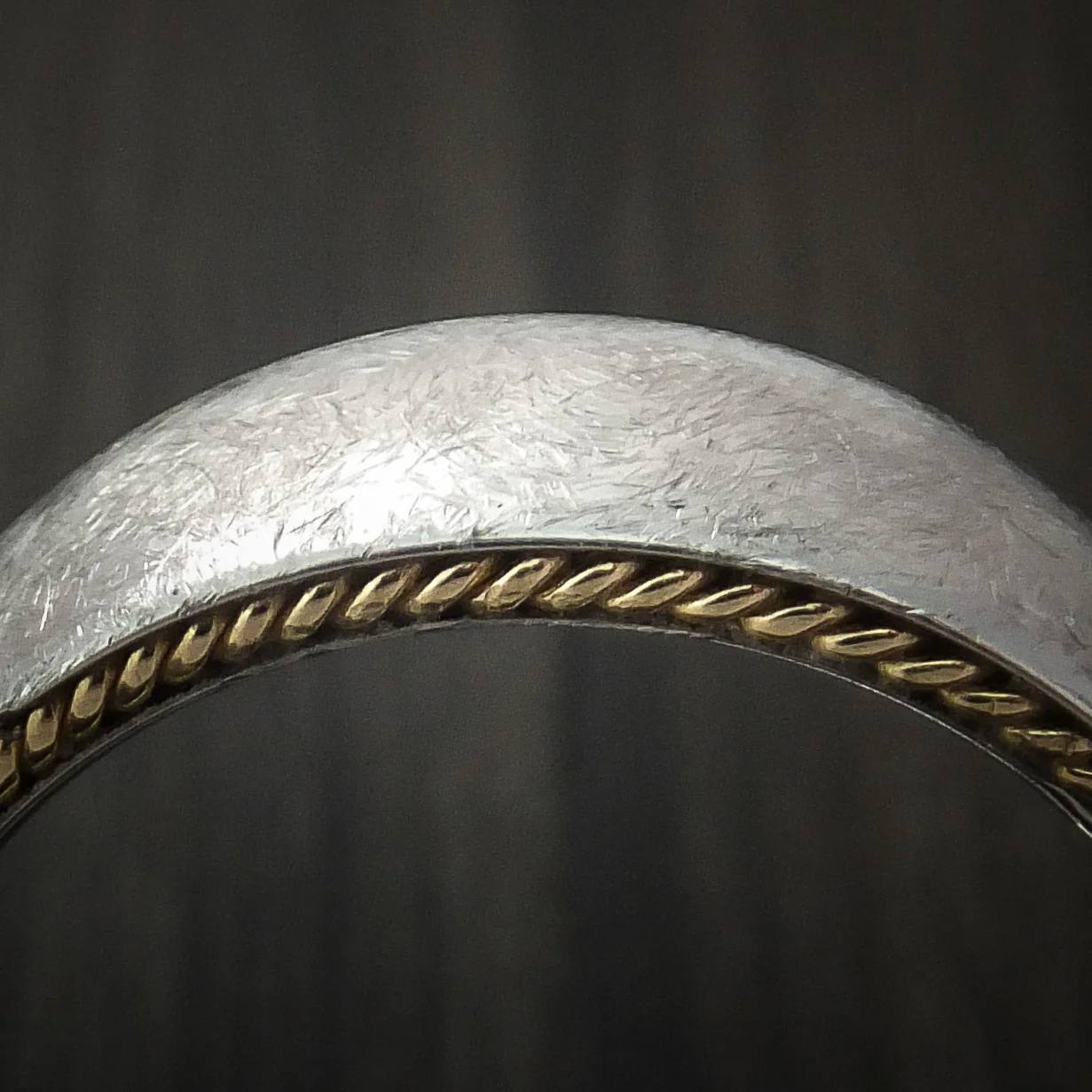 Cobalt Chrome Distressed Finish Men's Band with Yellow Gold Side Braid Custom Made - Image 5