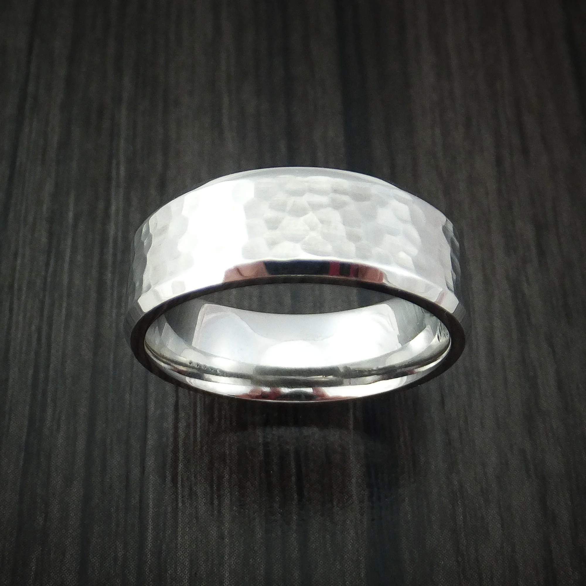Cobalt Chrome Hammer Finish Wedding Band Engagement Men's Ring - Image 2