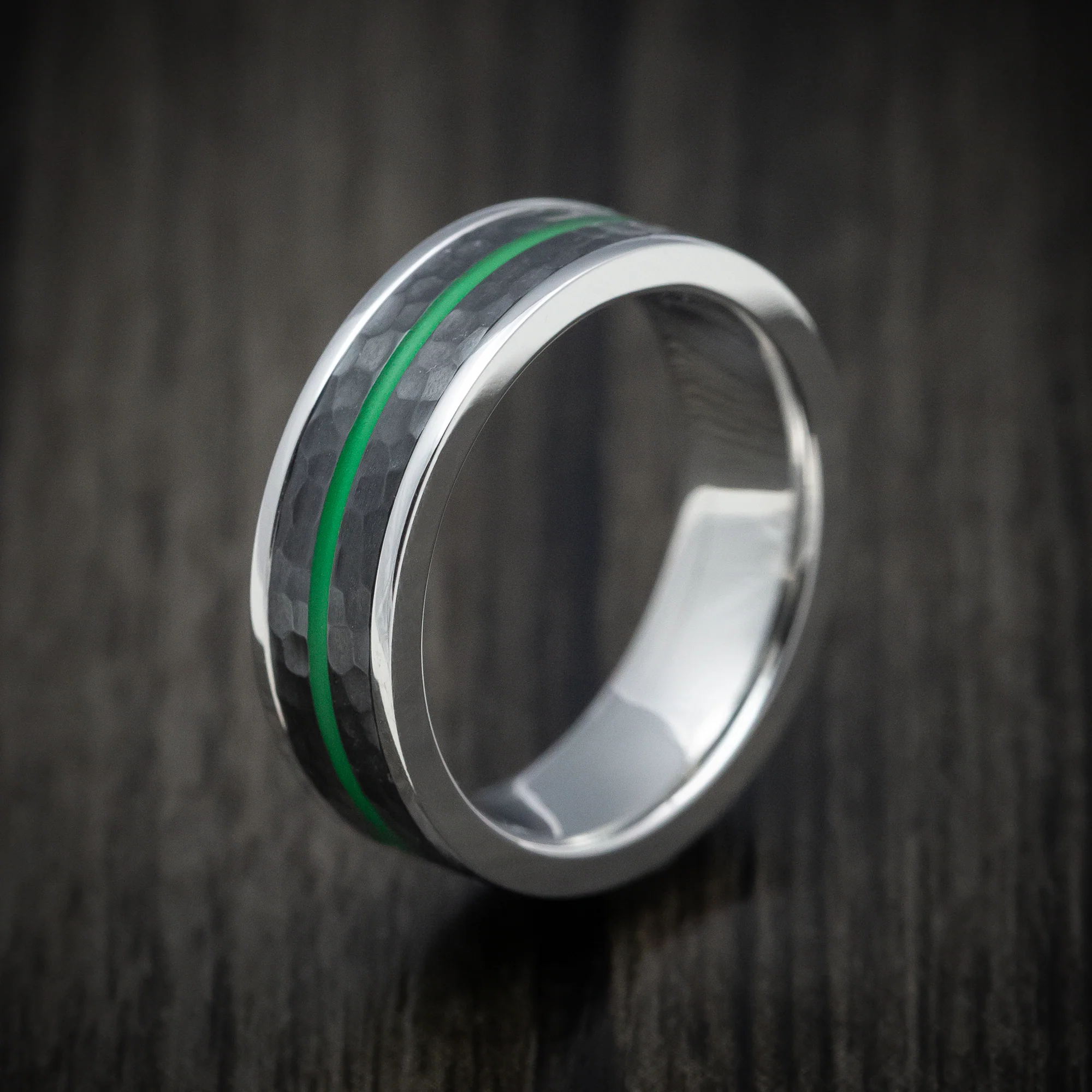 Cobalt Chrome Men's Ring with Black Zirconium and Cerakote Inlays Custom Made Band - Image 4
