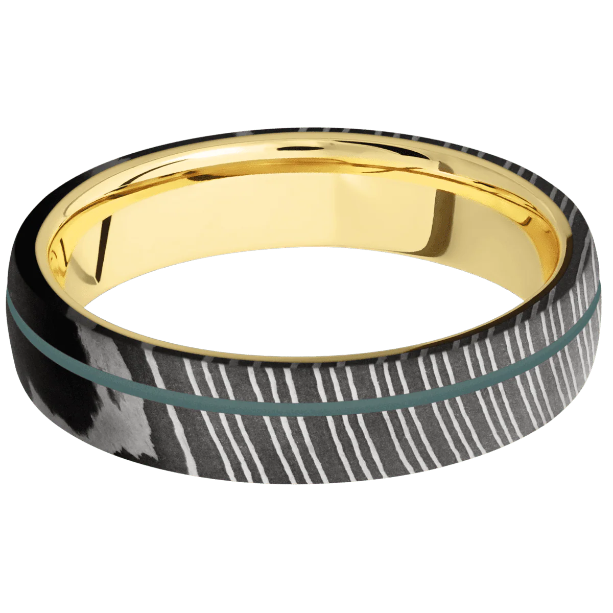 Damascus + Acid Finish + 10K Yellow Gold - Image 3