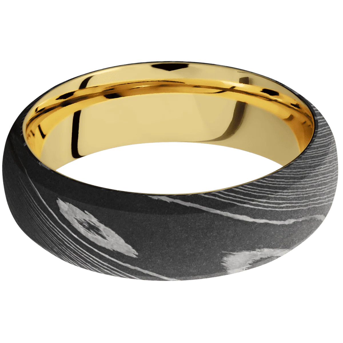 Damascus + Acid Finish + 14K Yellow Gold - Image 3