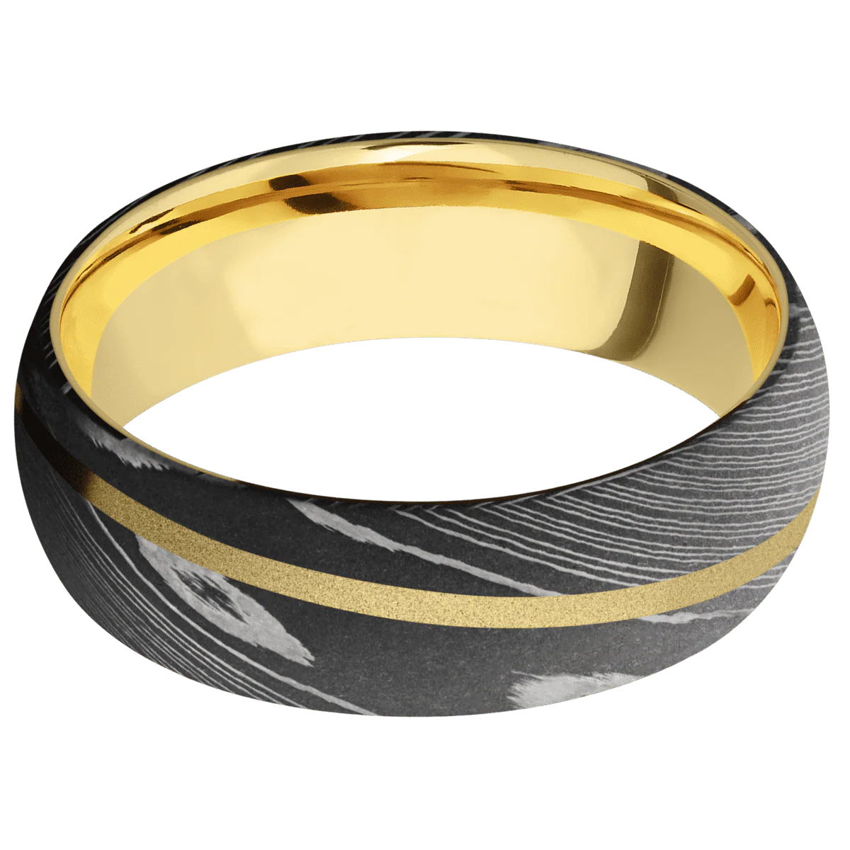 Damascus + Acid Finish + 18K Yellow Gold - Image 3