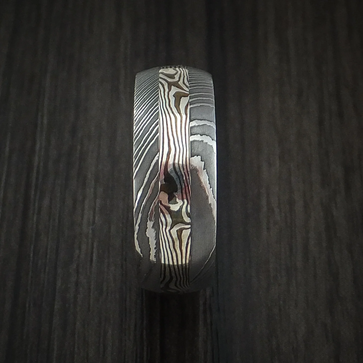 Damascus and Silver Mokume Gane Men's Ring Custom Made - Image 3