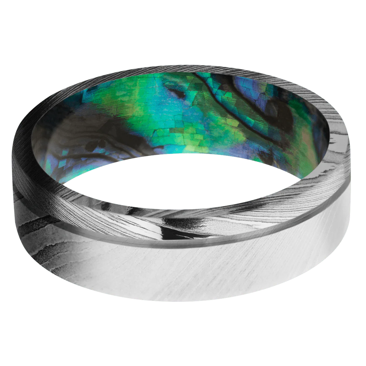 Damascus + Bead , Polish Finish + Abalone - Image 3