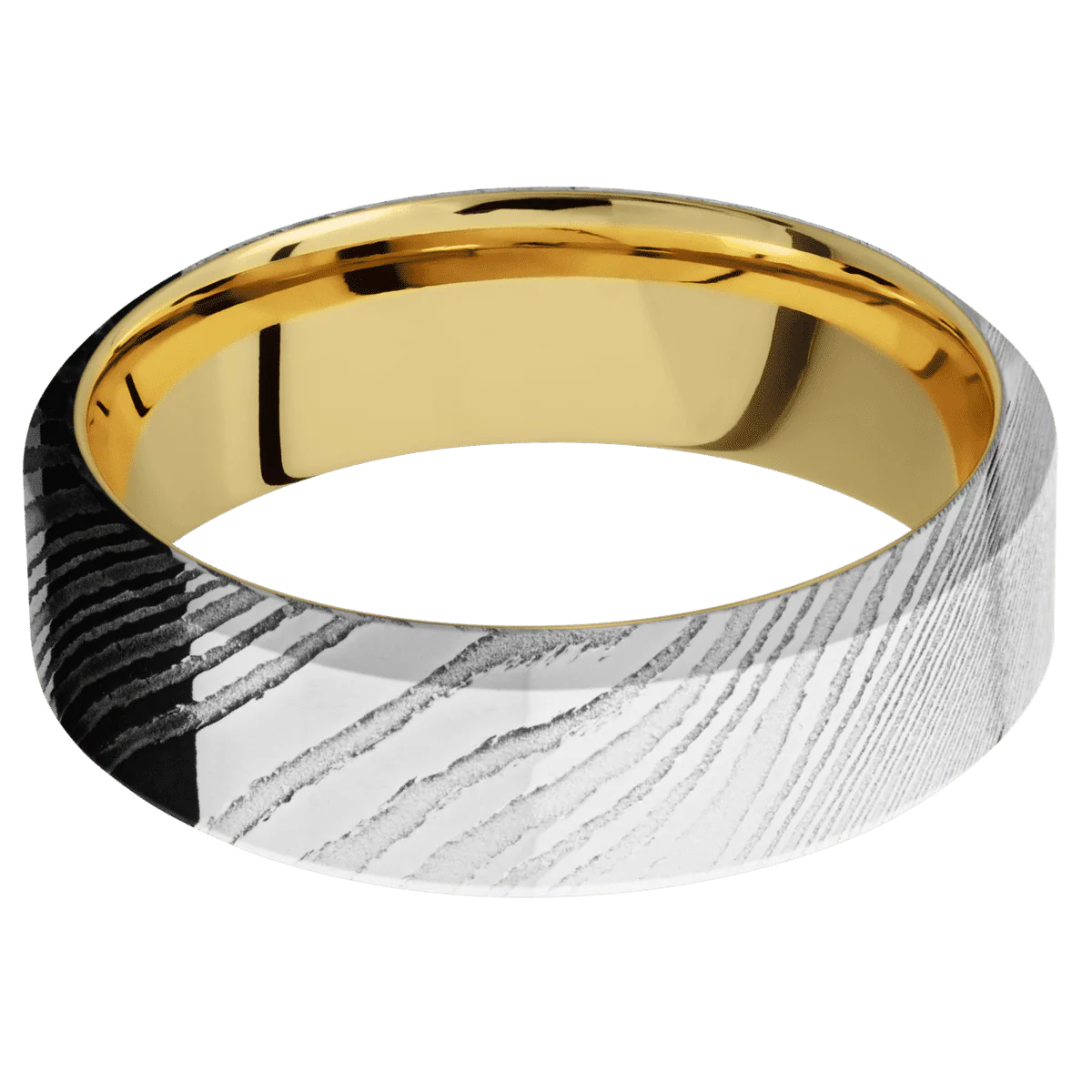 Damascus + Polish Finish + 10K Yellow Gold - Image 3