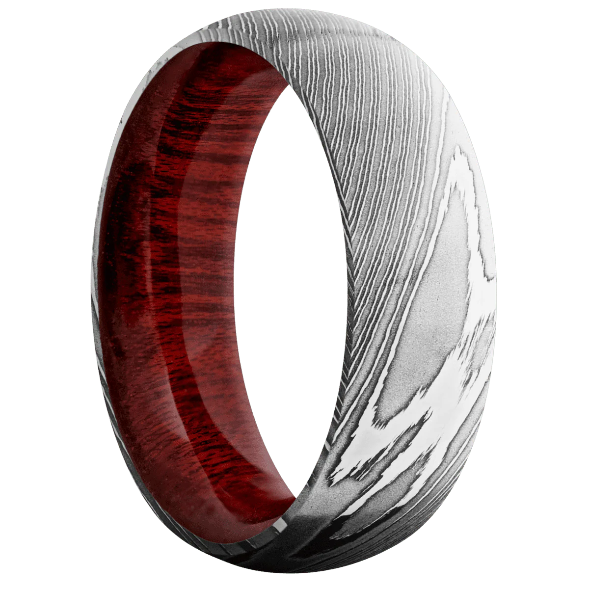 Damascus + Polish Finish + Blood Wood