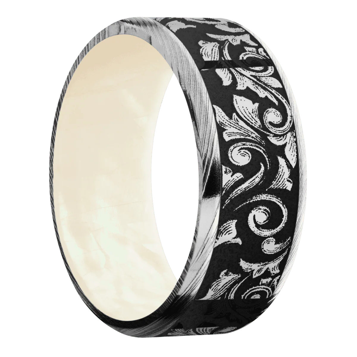 Damascus + Polish Finish + Freshwater Mother of Pearl