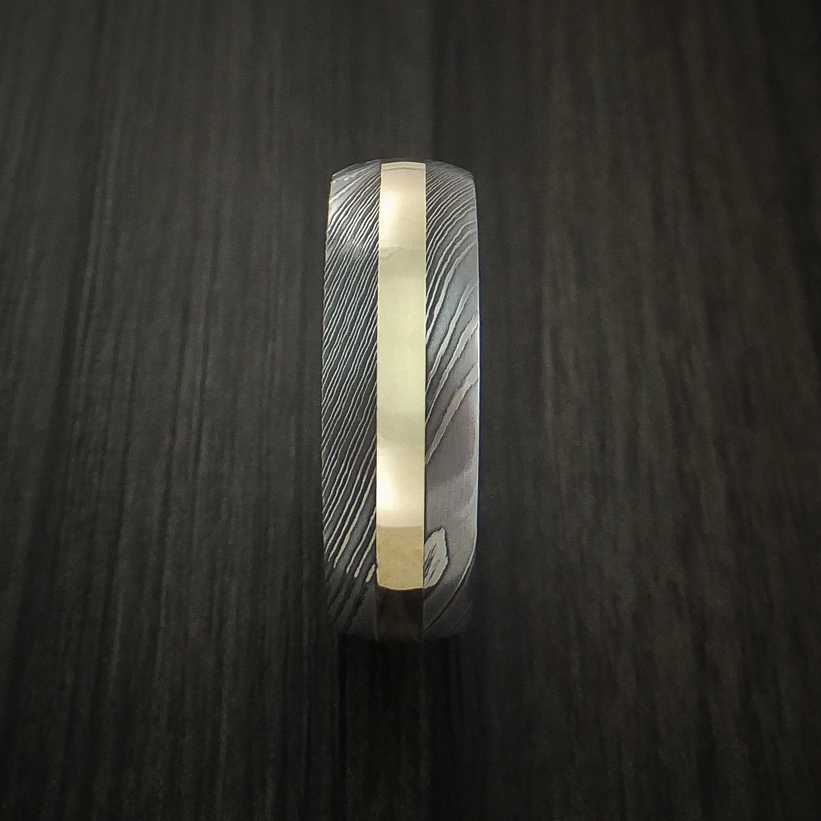 Damascus Steel 14K Yellow Gold Men's Ring Wedding Band - Image 3