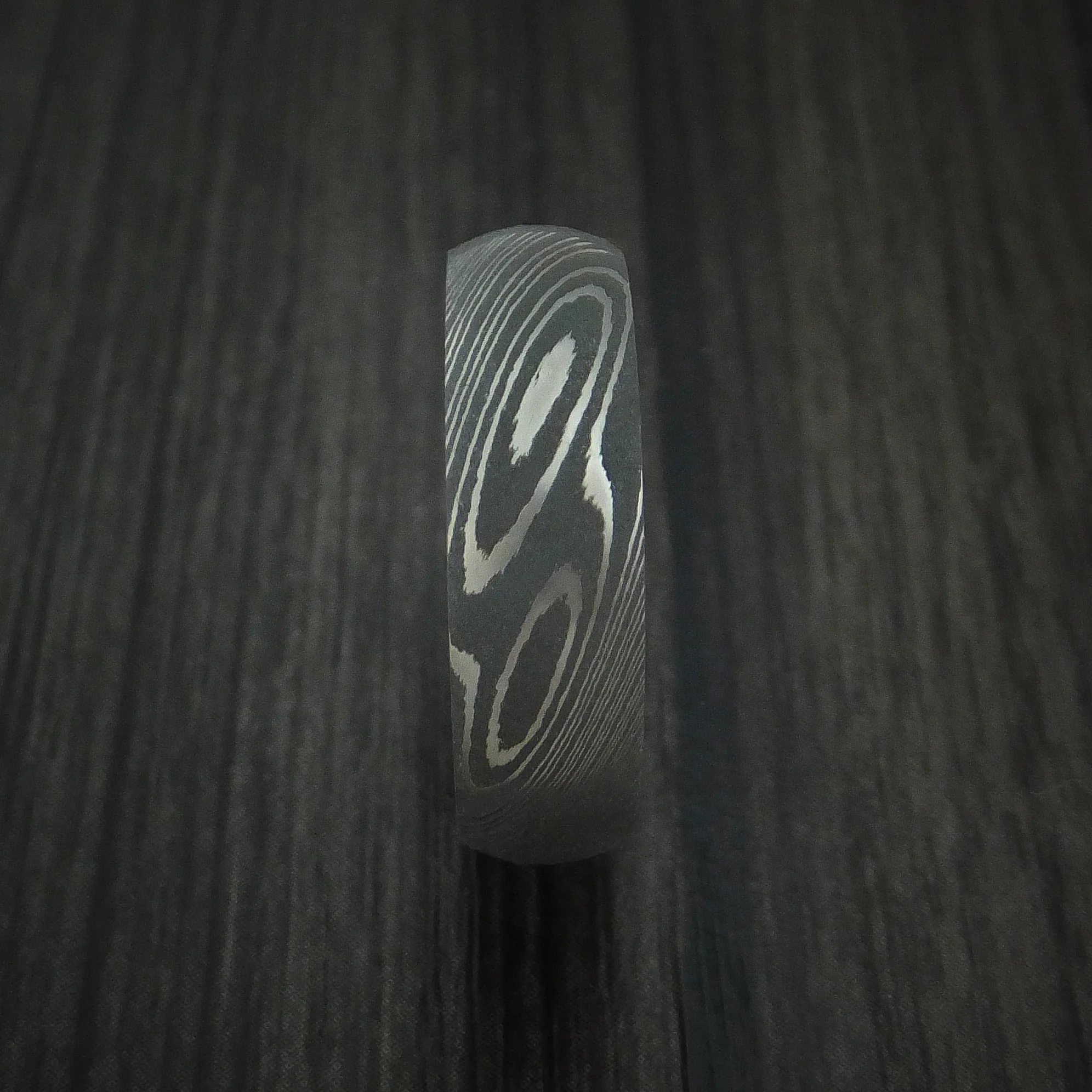 Damascus Steel Men's Band with Antler Sleeve Custom Made - Image 3