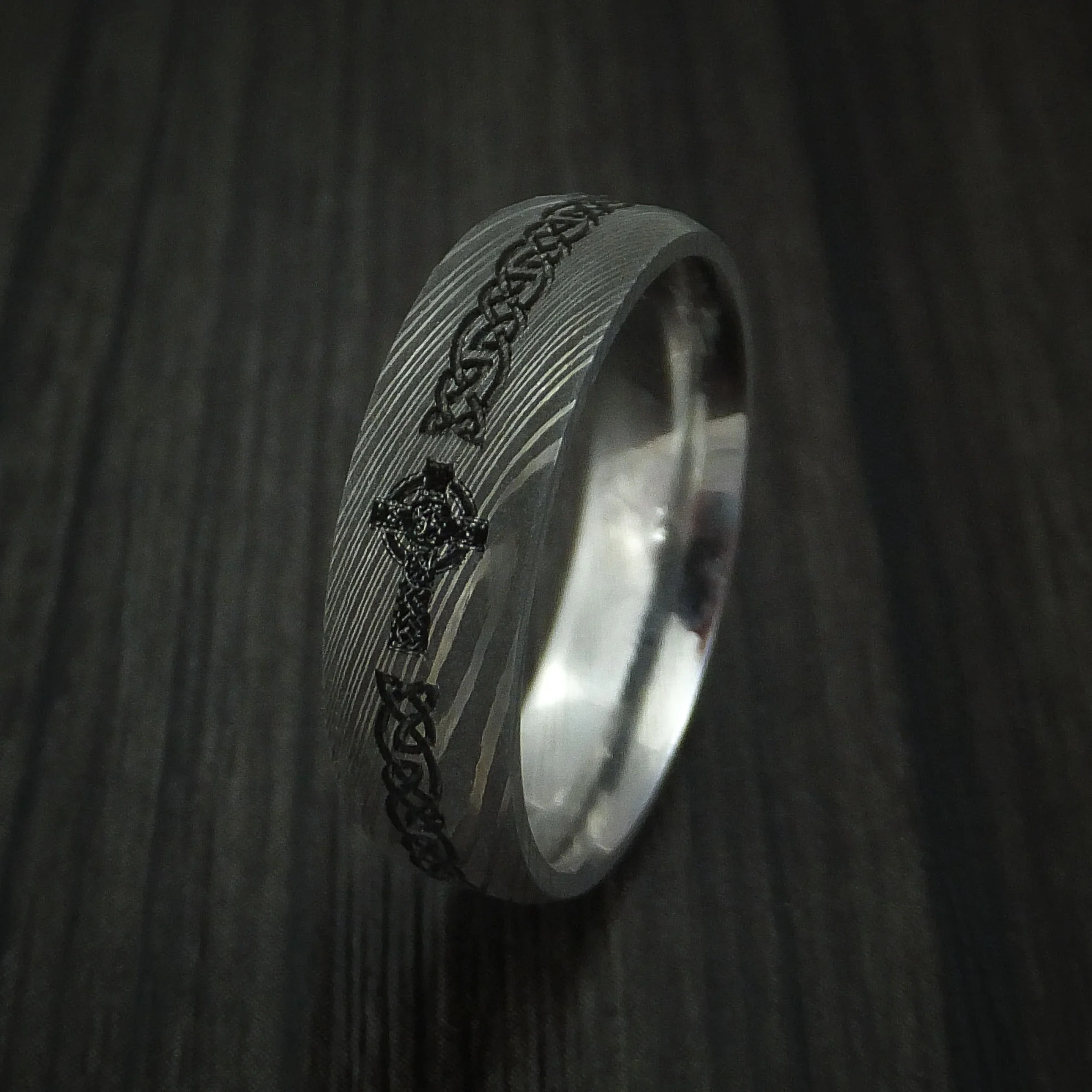 Damascus Steel Celtic Irish Cross Men's Ring - Image 4