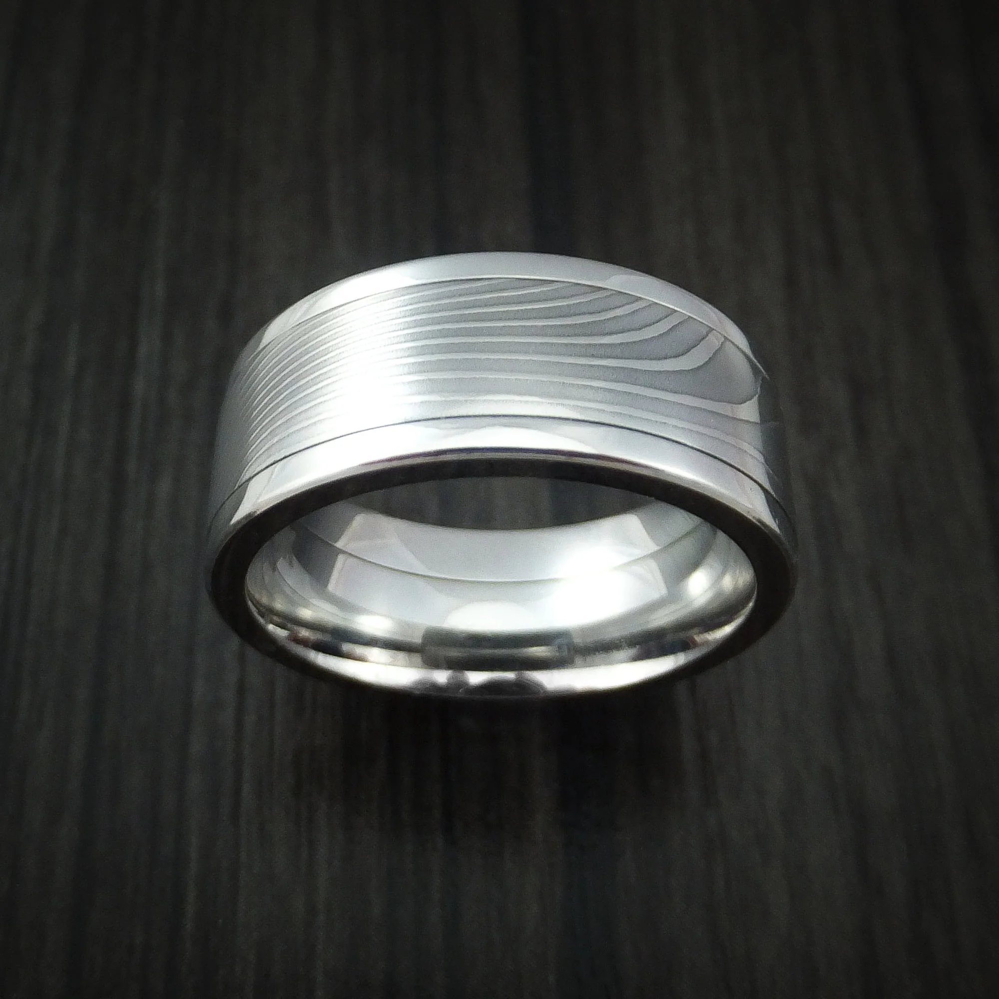 Flat Twist Damascus Steel in Cobalt Chrome Wedding Men's Band Custom Made - Image 2
