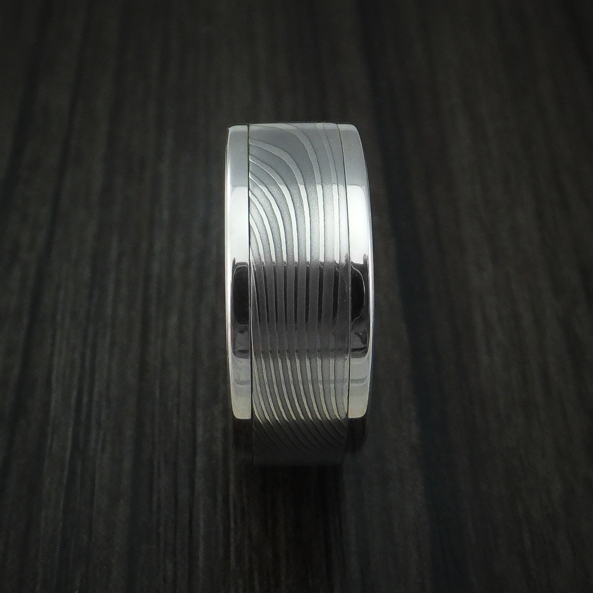 Flat Twist Damascus Steel in Cobalt Chrome Wedding Men's Band Custom Made - Image 3
