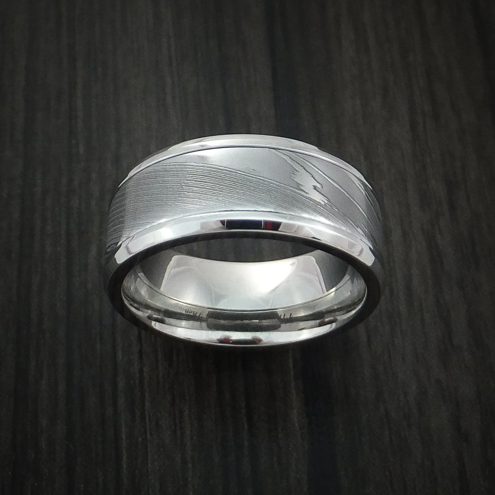 Damascus Steel in Inconel Wedding Men's Band Custom Made - Image 2