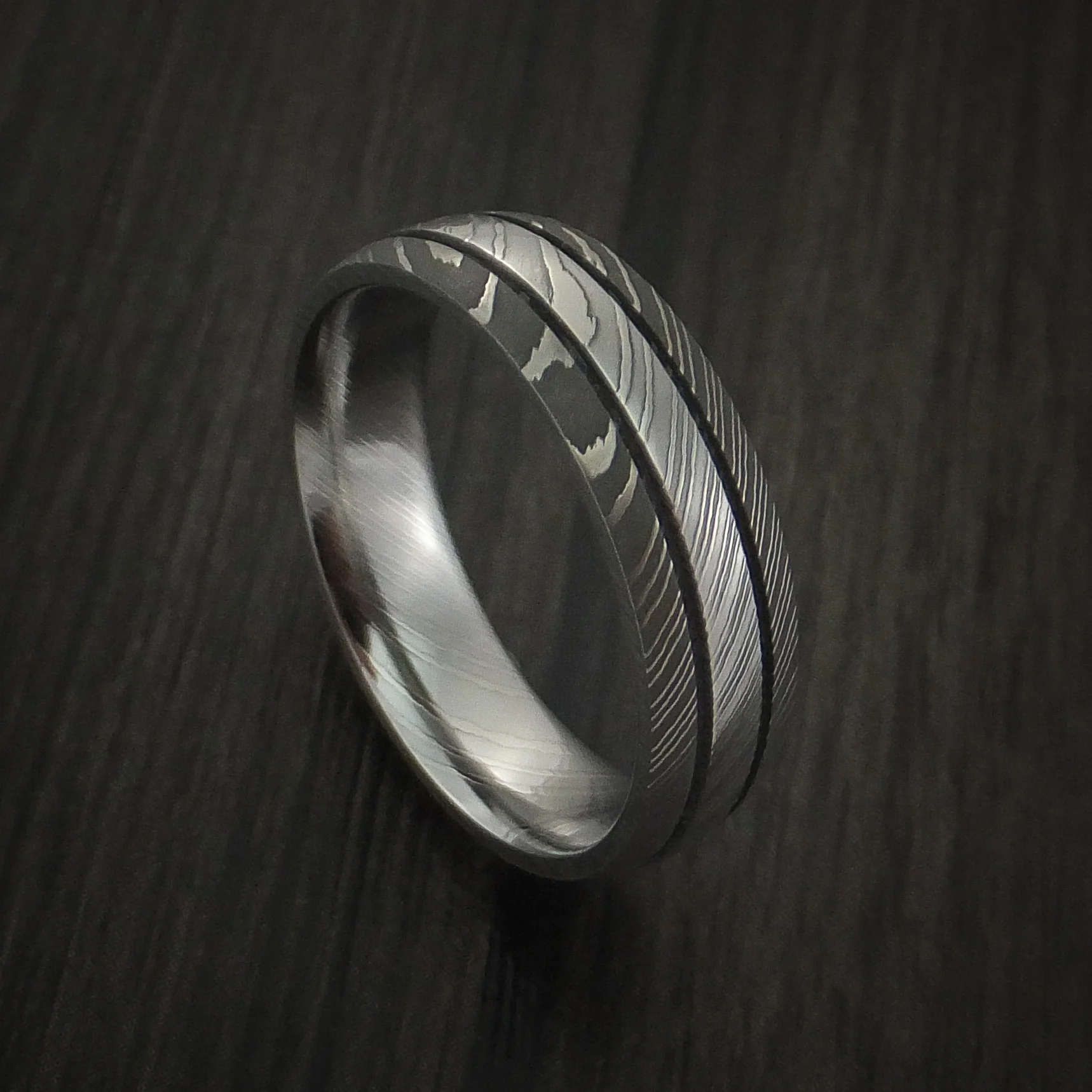 Damascus Steel Men's Ring Wedding Band Genuine Craftsmanship