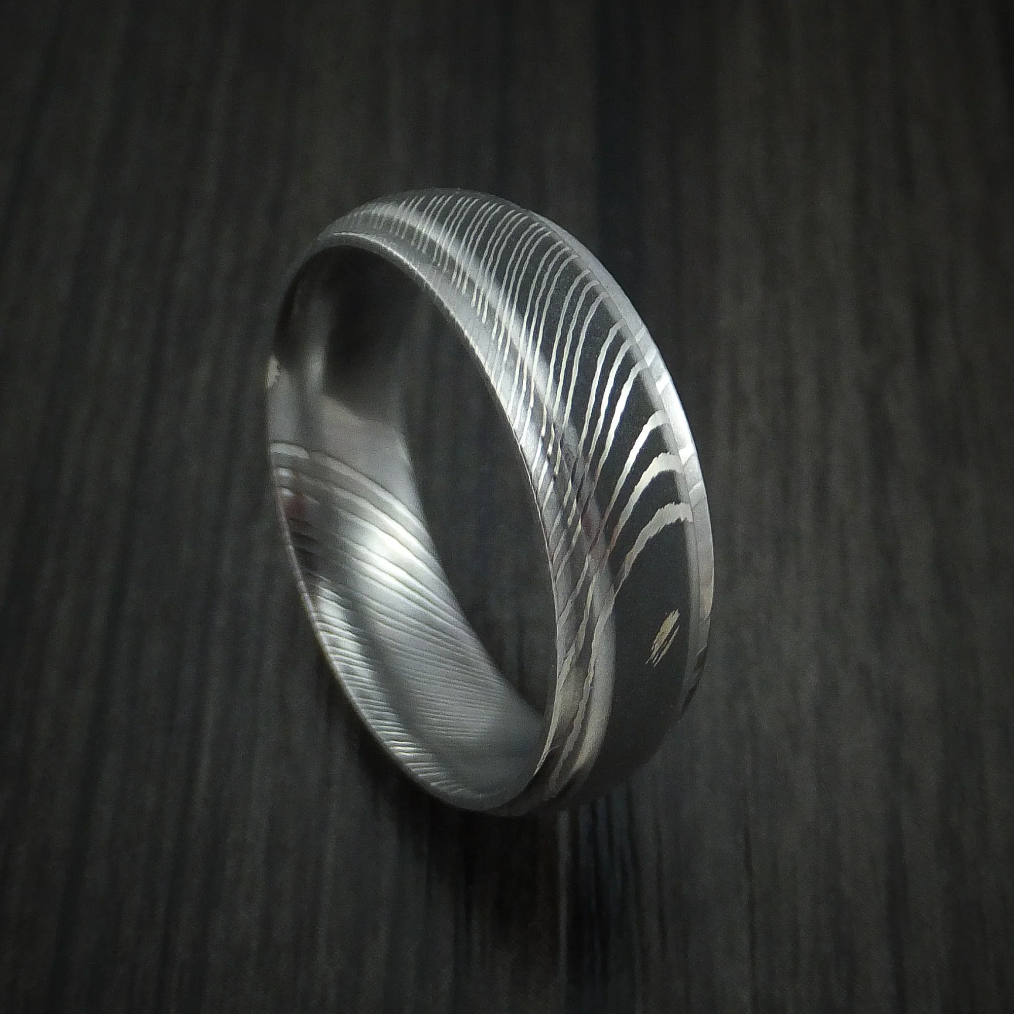 Damascus Steel Men's Ring Wedding Band Two Tone Finish Genuine Craftsmanship
