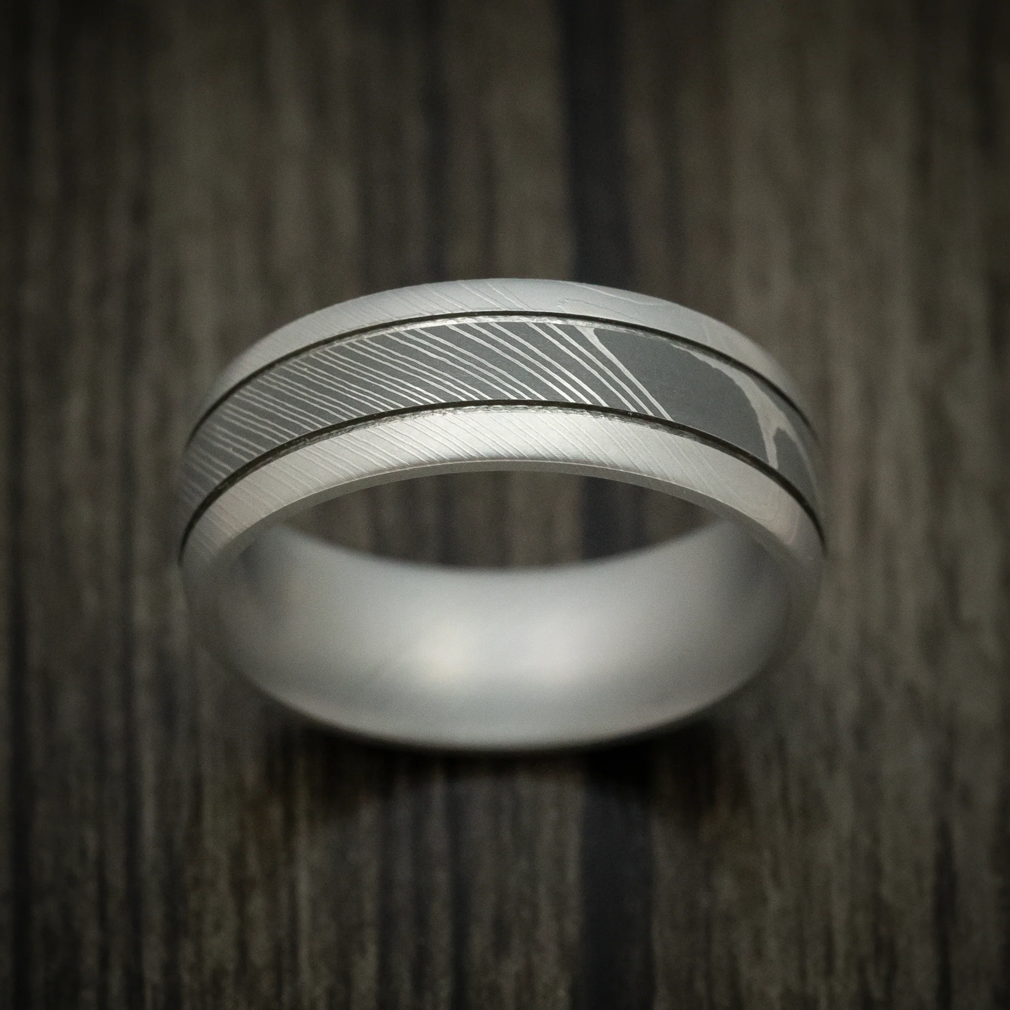 Damascus Steel Two-Tone Men's Ring Wedding Band Genuine Craftsmanship - Image 2