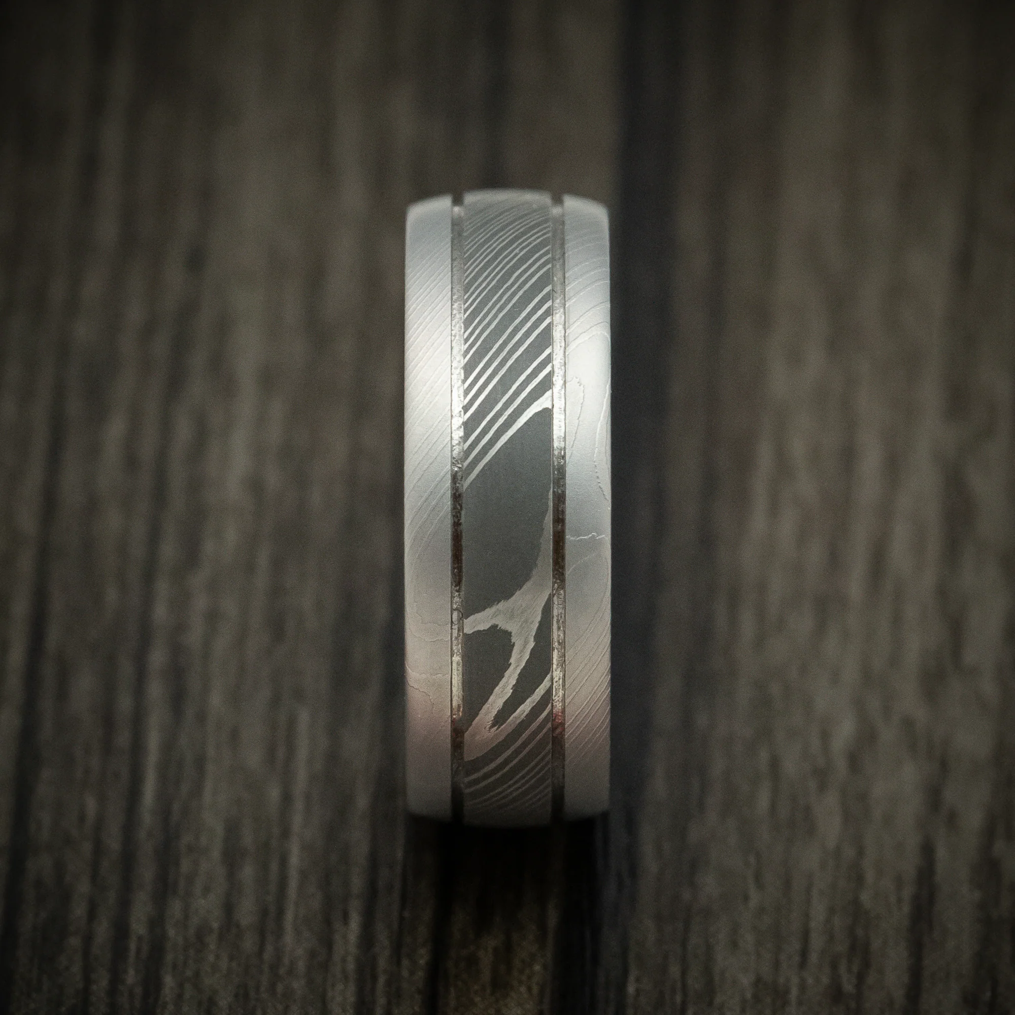 Damascus Steel Two-Tone Men's Ring Wedding Band Genuine Craftsmanship - Image 3