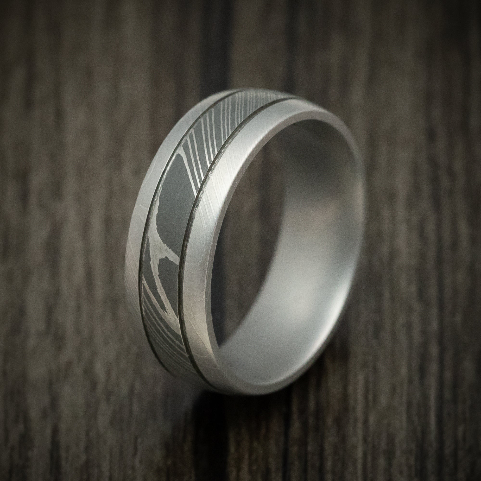 Damascus Steel Two-Tone Men's Ring Wedding Band Genuine Craftsmanship - Image 4