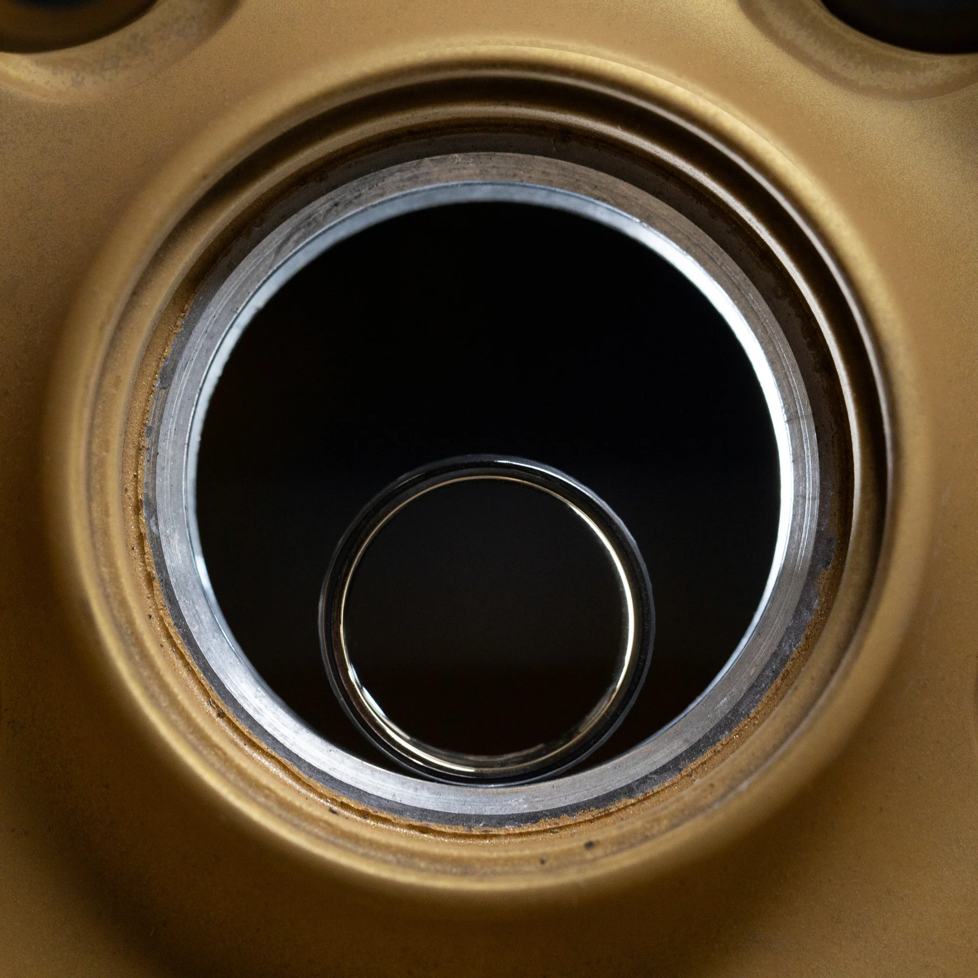Darkened Tantalum Ring with Supercar Ron Authentic Supercar Wheel Inlay and 10K Gold Sleeve - Image 10