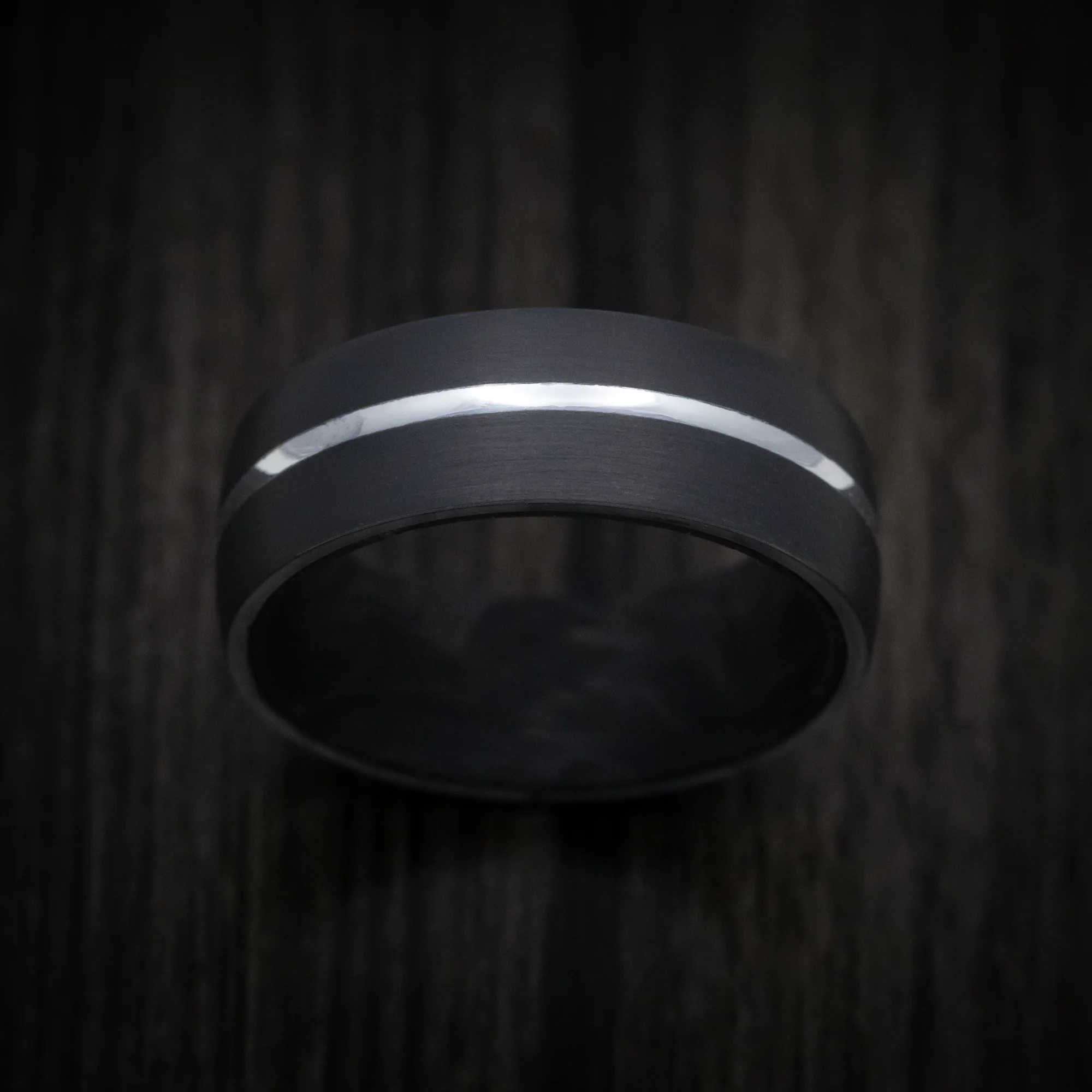 Darkened Tantalum Ring with Supercar Ron Authentic Supercar Exhaust Inlay and Forged Carbon Fiber Sleeve - Image 2