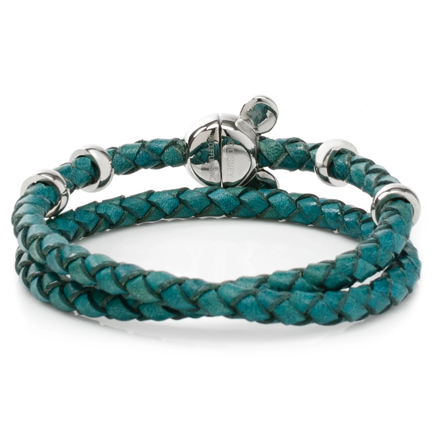 Disney Mickey Mouse Silhouette Teal Leather Wrap Bracelet - Image 2