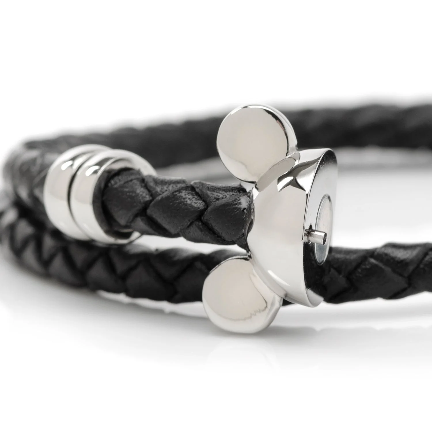 Disney Mickey Silhouette Black Double Wrapped Leather Bracelet - Image 5