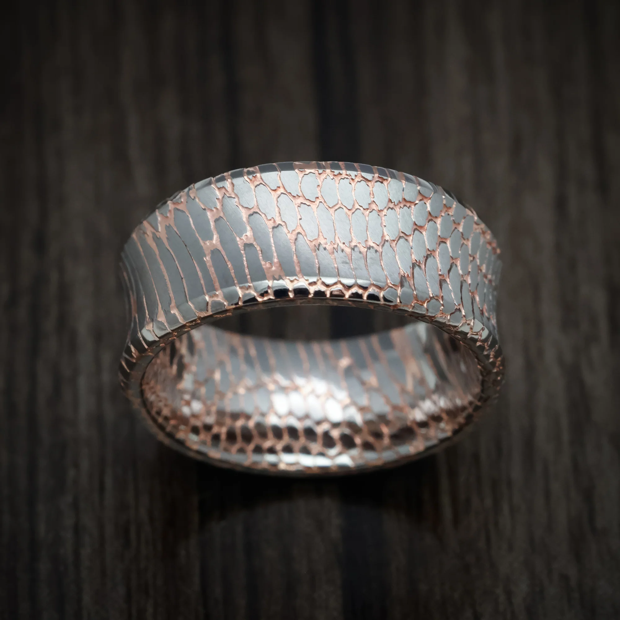 Etched Superconductor Men's Ring Custom Made Titanium-Niobium and Copper Band - Image 2