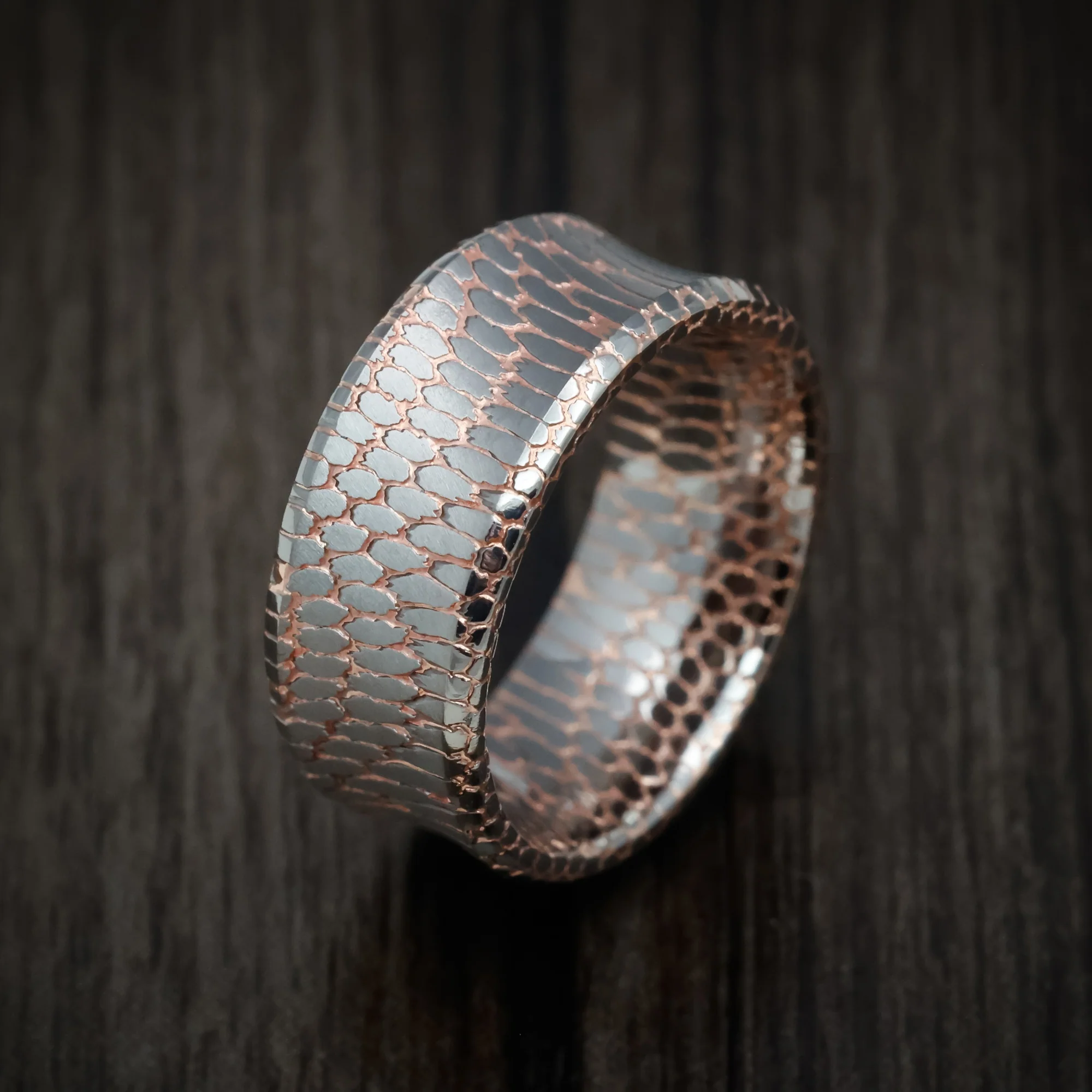 Etched Superconductor Men's Ring Custom Made Titanium-Niobium and Copper Band - Image 3
