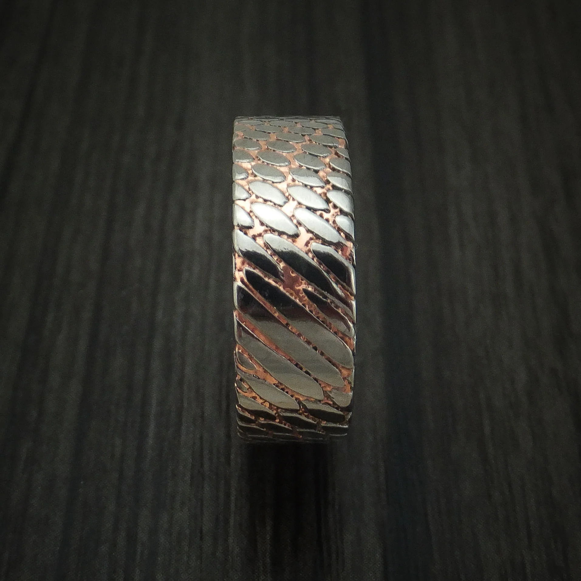Etched Superconductor Men's Ring Custom Made Titanium-Niobium and Copper Band - Image 3