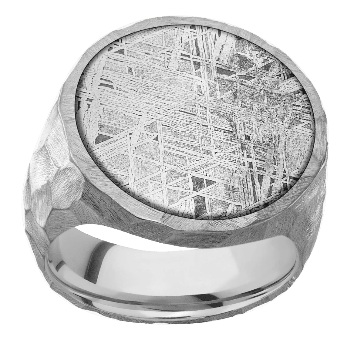 Extra Large Circle signet ring (22mm ) in Cobalt Chrome, with a Wide style band, a Meteorite inlay. - Image 3