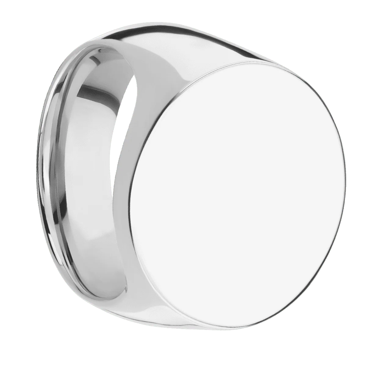 Extra Large Circle signet ring (22mm ) in Palladium Silver, with a Wide style band.