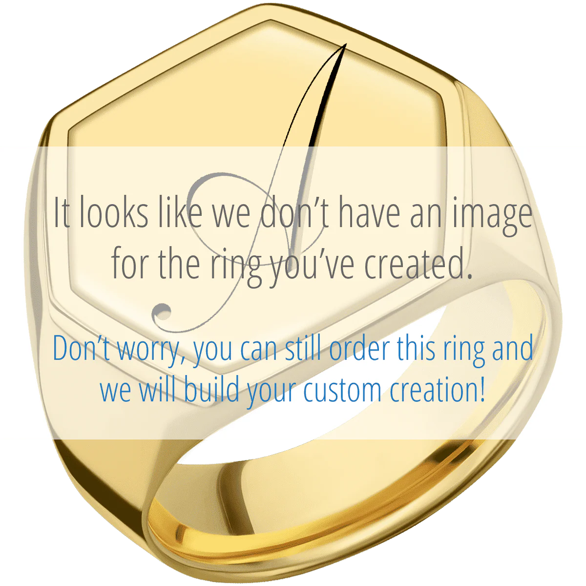Extra Large Hexagon signet ring (23x20mm) in 14K Yellow Gold, with a Wide style band, a 14K Yellow Gold inlay and a Kunstler Script 1 engraving. - Image 2