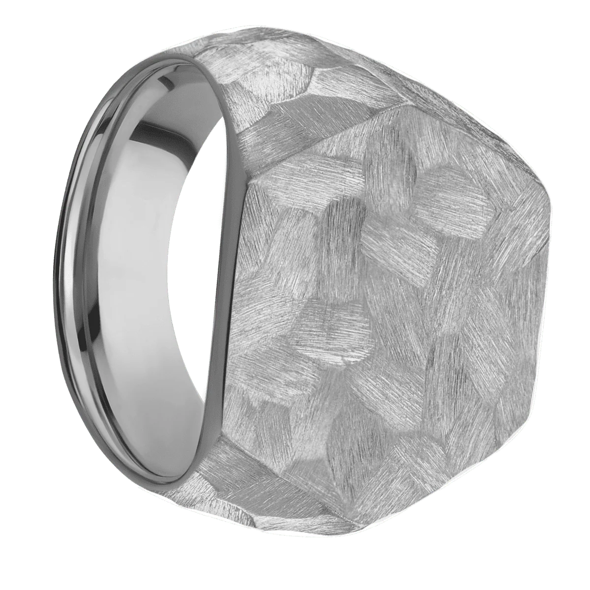 Extra Large Hexagon signet ring (23x20mm) in Titanium, with a Wide style band.