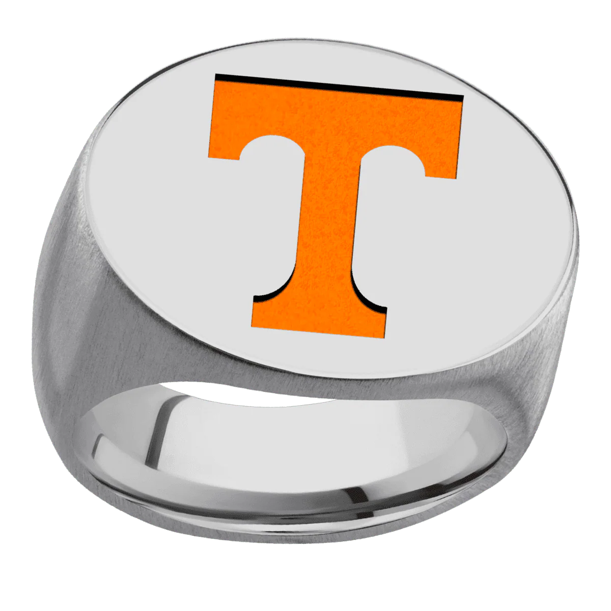 Extra Large Horizontal Oval signet ring (24x20mm) in Titanium, with a Wide style band and a Tennessee Power T engraving. - Image 3