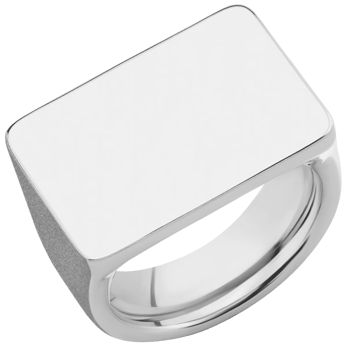 Extra Large Horizontal Rectangle signet ring in Platinum, with a Wide style band. - Image 2