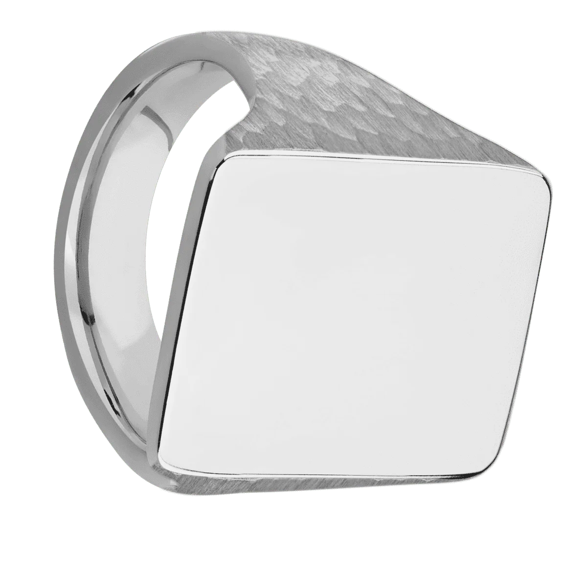 Extra Large Rectangle signet ring (24x17mm) in Titanium, with a Thin style band.