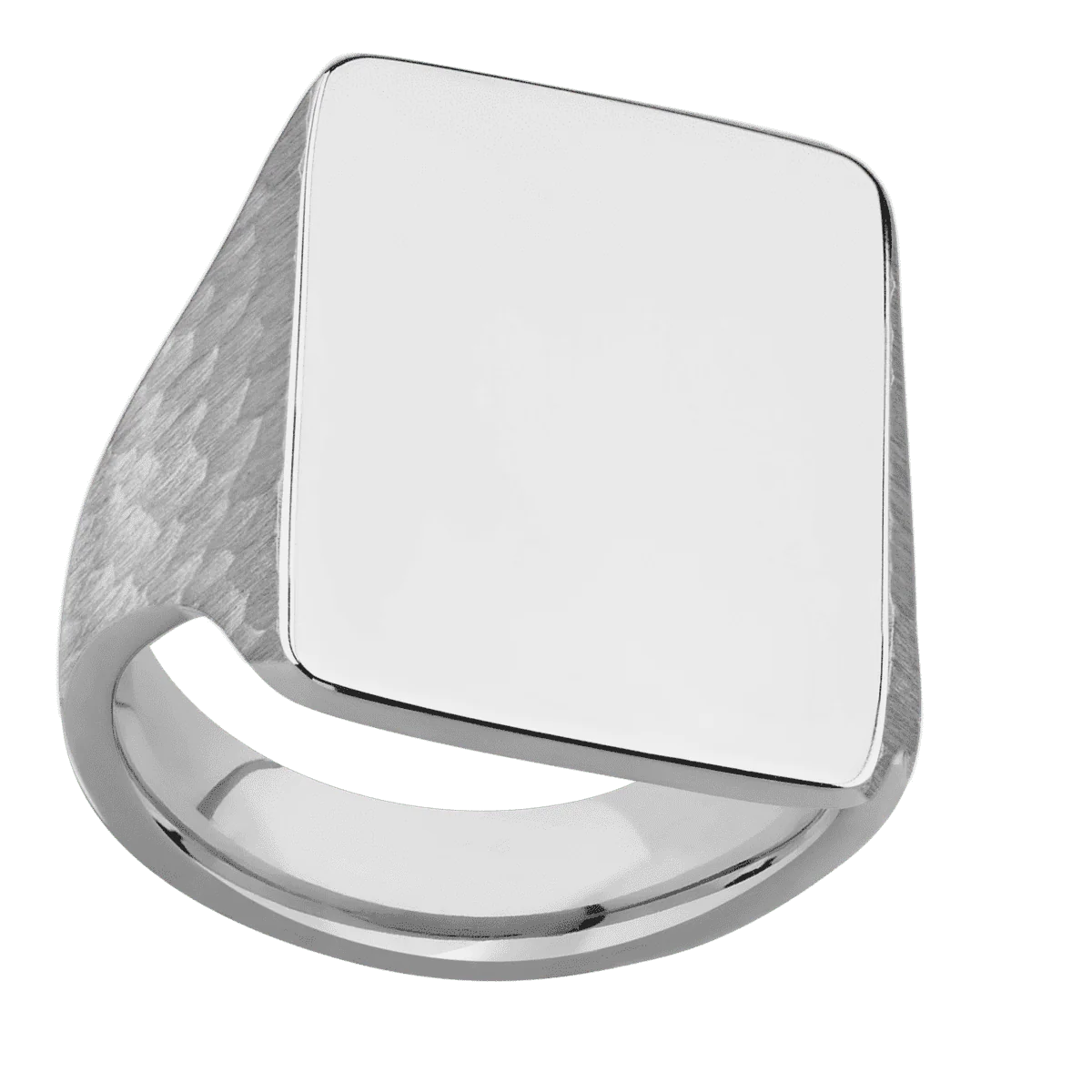 Extra Large Rectangle signet ring (24x17mm) in Titanium, with a Thin style band. - Image 3