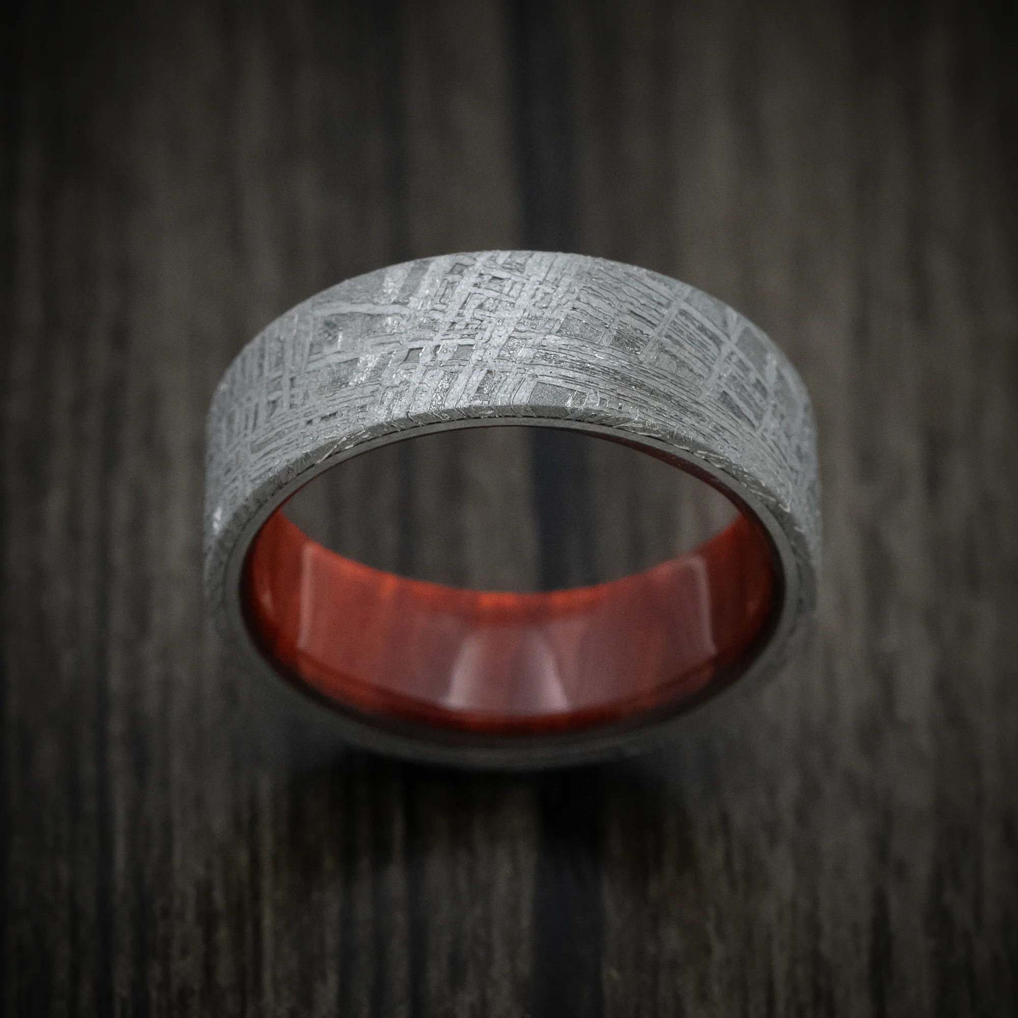 Gibeon Meteorite Men's Ring with Wood Sleeve Custom Made Band - Image 2