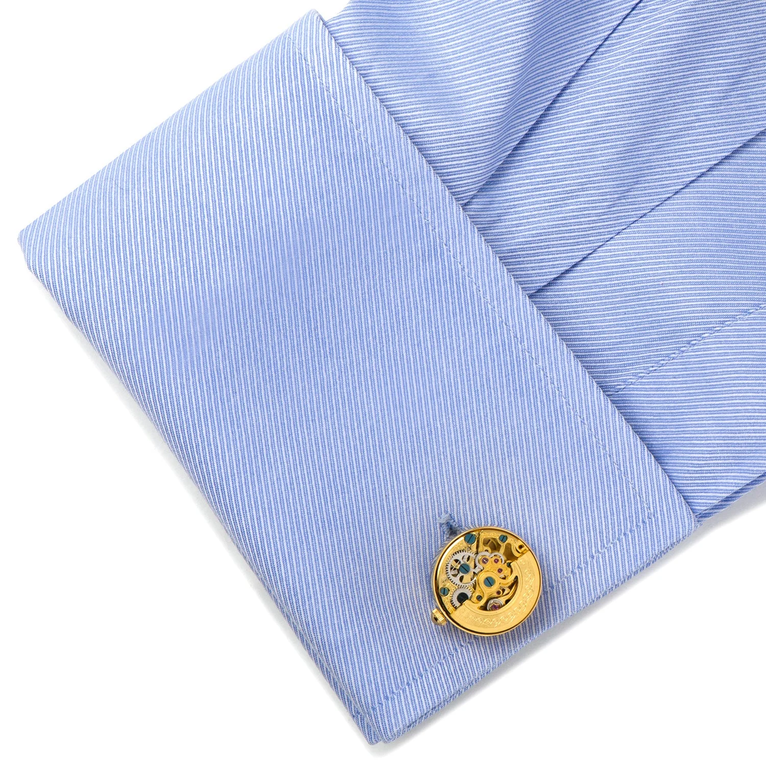 Gold on Gold Kinetic Watch Movement Cufflinks - Image 5