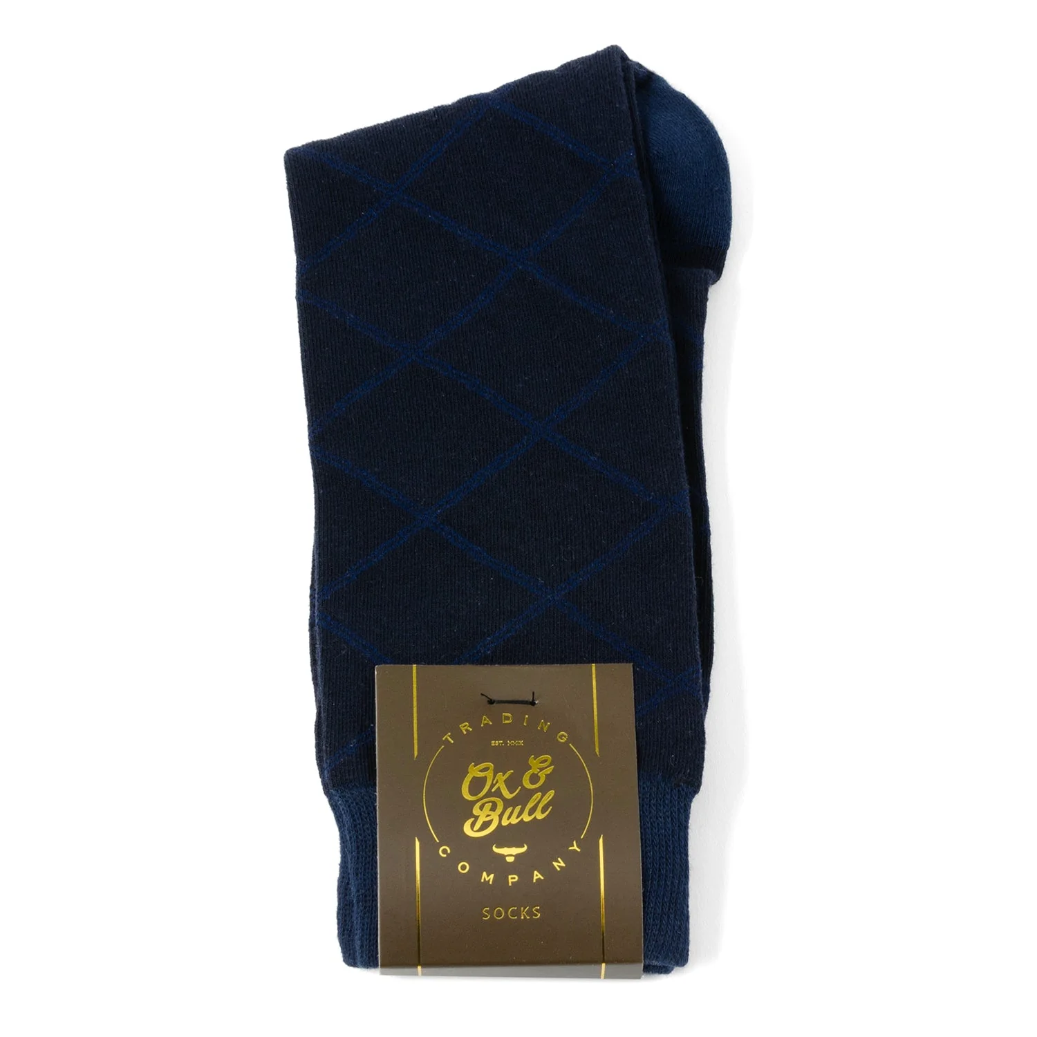 Grid Navy Men's Socks - Image 5