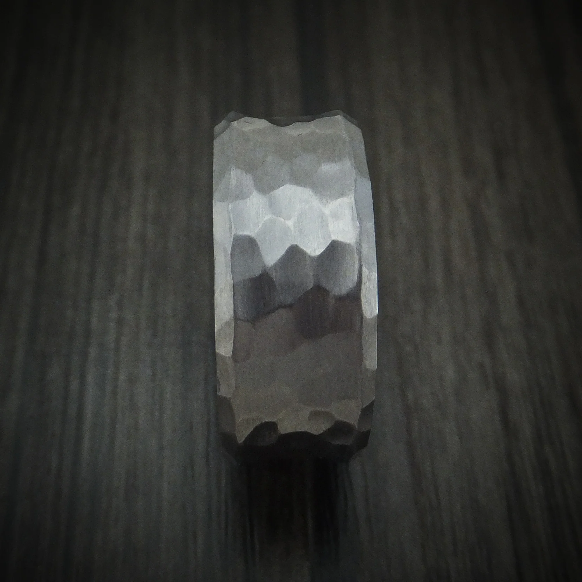 Hammered Tantalum Concave Men's Ring with Wood Sleeve Custom Made - Image 3